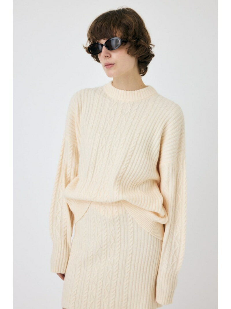 樂天商城 - 【SALE／50%OFF】RIB CABLE ニットトップス MOUSSY マウジー トップス ニット ブラック【RBA_E】【送料無料】[Rakuten Fashion]