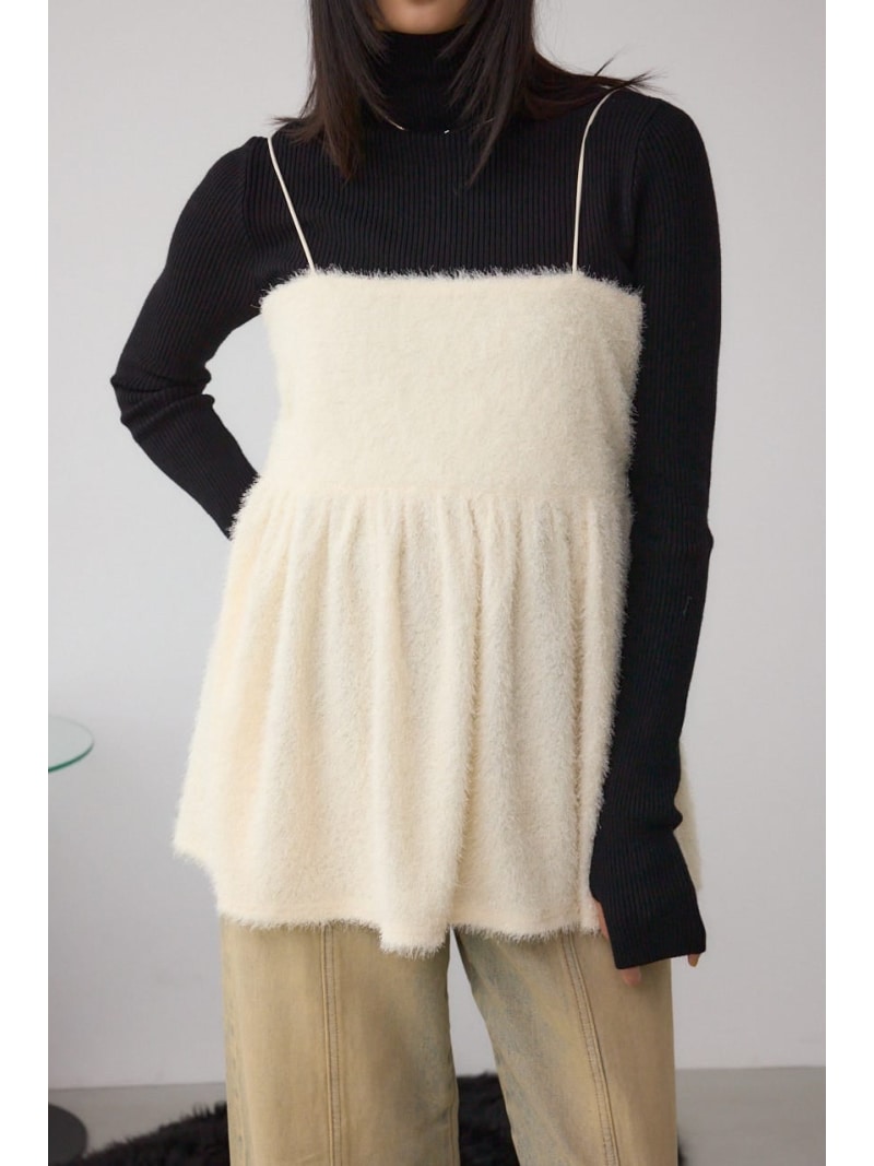 ラメシャギーカットキャミソール AZUL BY MOUSSY アズールバイマウジー トップス キャミソール ブラッ..