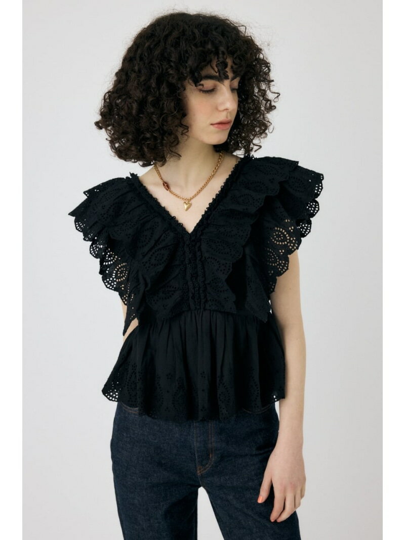 【SALE／40%OFF】EYELET CAPSLEEVE ブラウス MOUSSY マウジー トップス シャツ・ブラウス ブラウン ブラック ホワイト【RBA_E】【送料無料】[Rakuten Fashion]
