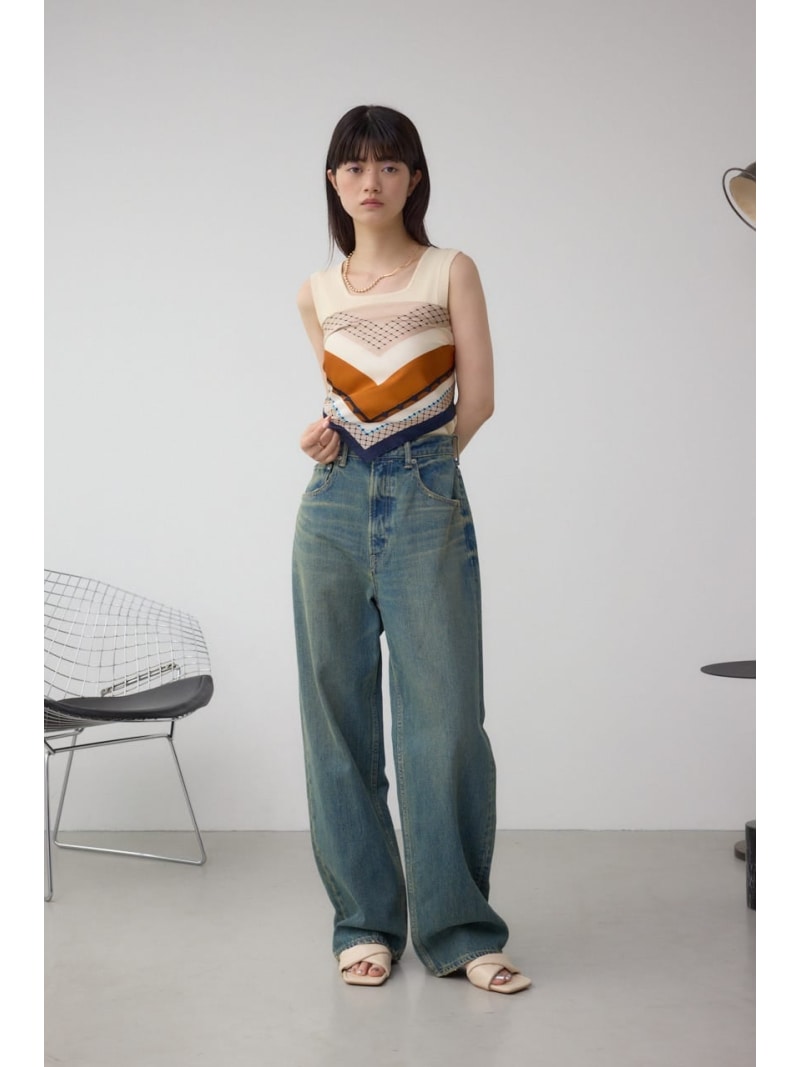 幾何柄大判スカーフ AZUL BY MOUSSY アズールバイマウジー ファッション雑貨 マフラー・ストール・ネックウォーマー ネイビー[Rakuten Fashion]