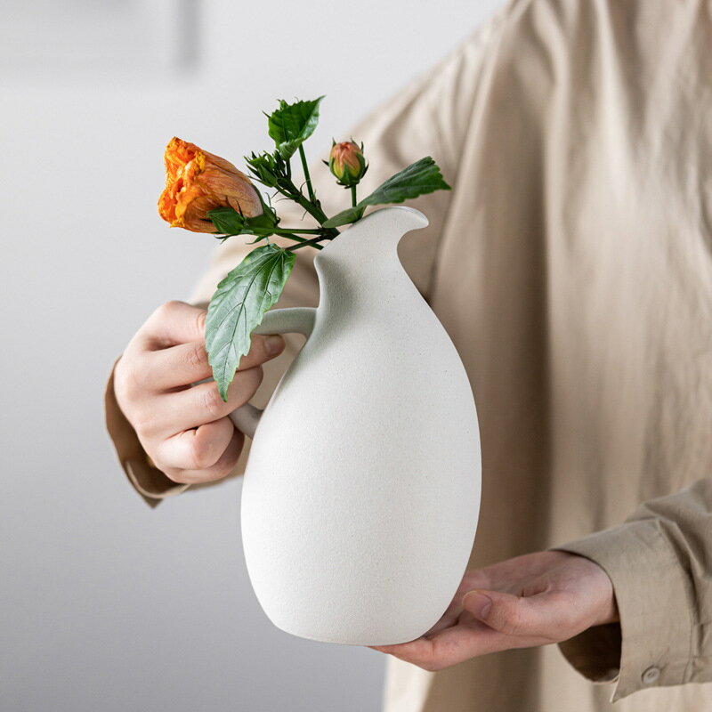 花瓶 陶器 おしゃれ 手作り 一輪挿し 大きい セラミック フラワーベース 北欧 造花 生花 枝物 グリーン..