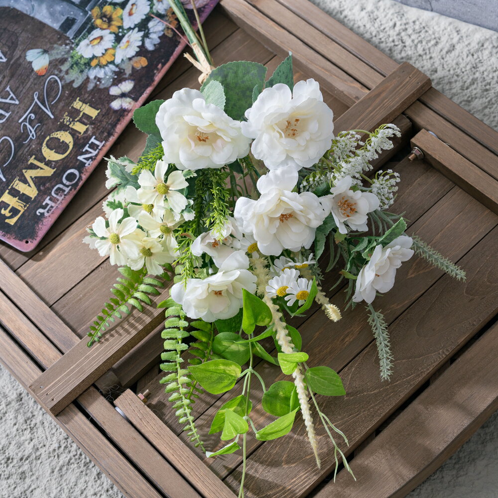 WillingYou 造花 ドライフラワー ブーケ 花束 アーティフィシャルフラワー アートフラワー プランツ ナチュラル インテリア ウェディング ディスプレイ ウェルカムボード お祝い ギフト プレゼント ガーデニング キッチン壁掛け デコレーション 1束入り「花瓶なし」