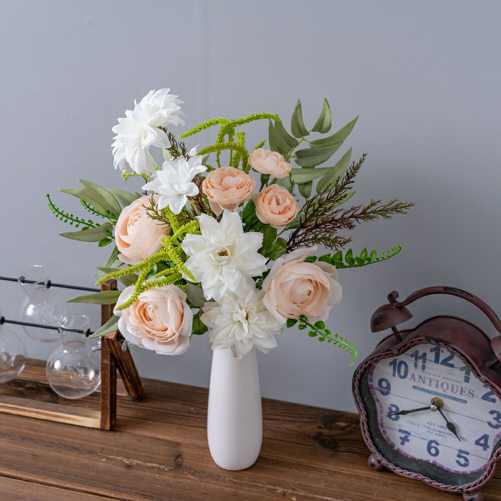 WillingYou 造花 ブーケ 花嫁ブーケ ウェディングブーケ インテリア フラワーアレンジメント 北欧スタイル 人工観葉植物 現代 シンプル ホテル オフィス 店舗 家の装飾 母の日 プレゼント ギフト そのまま飾れる 花束 1束入り