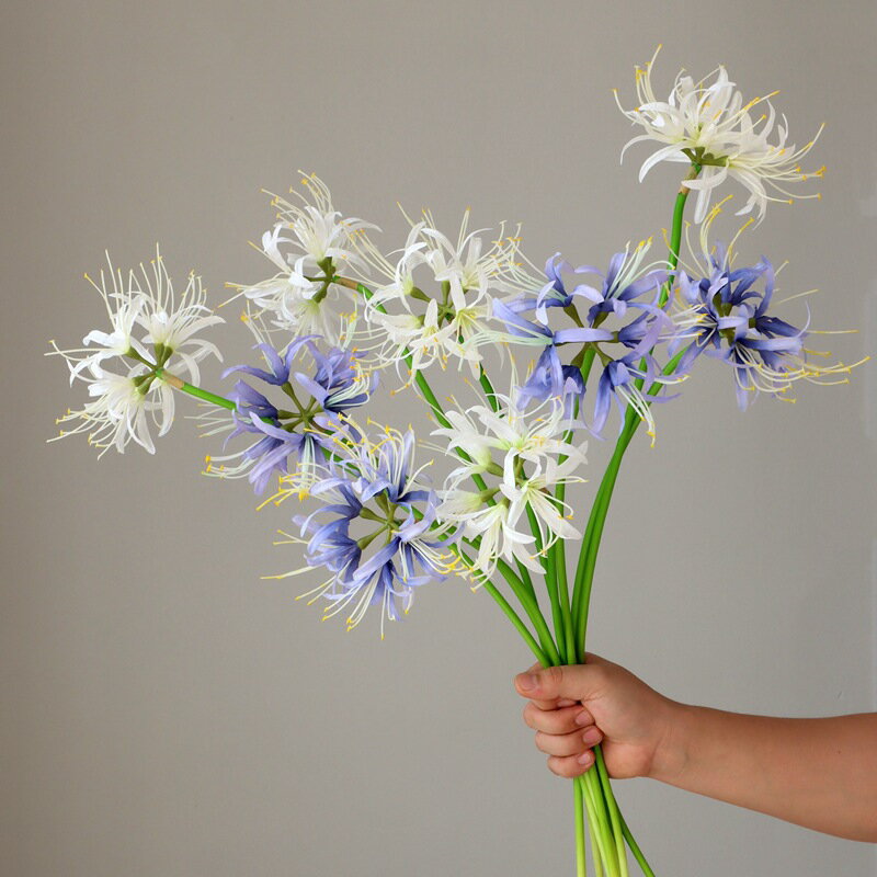 「4色選択可」フェイクフラワー 造花 1本セット 彼岸花 パープル レッド ホワイト ブルー 石蒜 