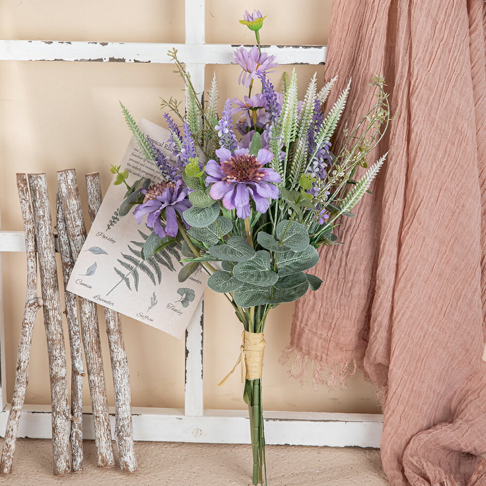 WillingYou 造花 ブーケ 手作り 花束 DIY 人工 観葉植物 インテリア フラワー ウェディング 現代 シンプル ホテル オフィス 店舗 家 玄関 写真撮影 フォト 結婚式 母の日 プレゼント ギフト 枯れない そのまま飾れる フェイクフラワ 1束入 ヒマワリ カーネーション コスモス