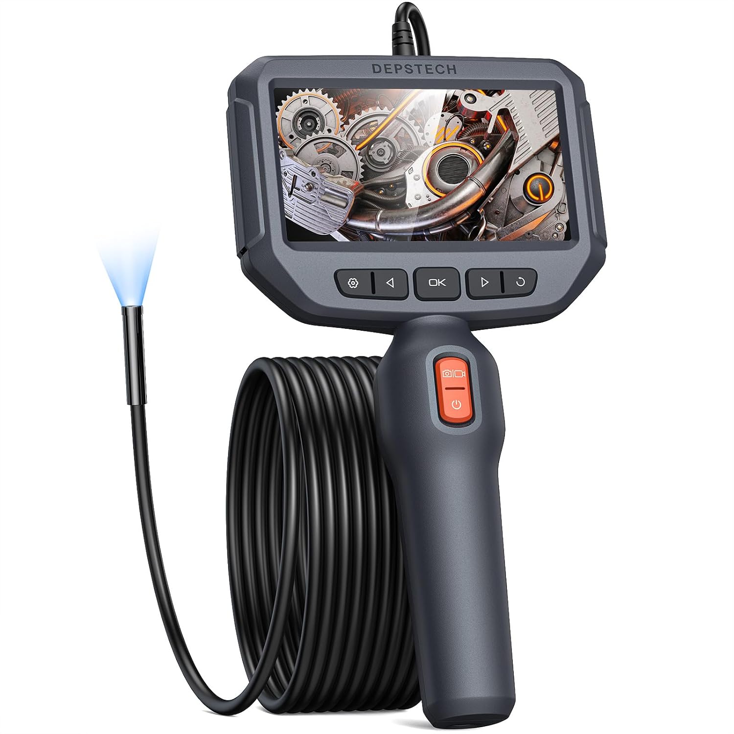 ファイバースコープ DEPSTECH 1080P 内視鏡カメラ 4.3インチIPSスクリーン 7MM極細 マイクロスコープ 大画面モニター搭載 スコープカメラ IP67防水 配管カメラ 工業用 検査カメラ LEDライト付…