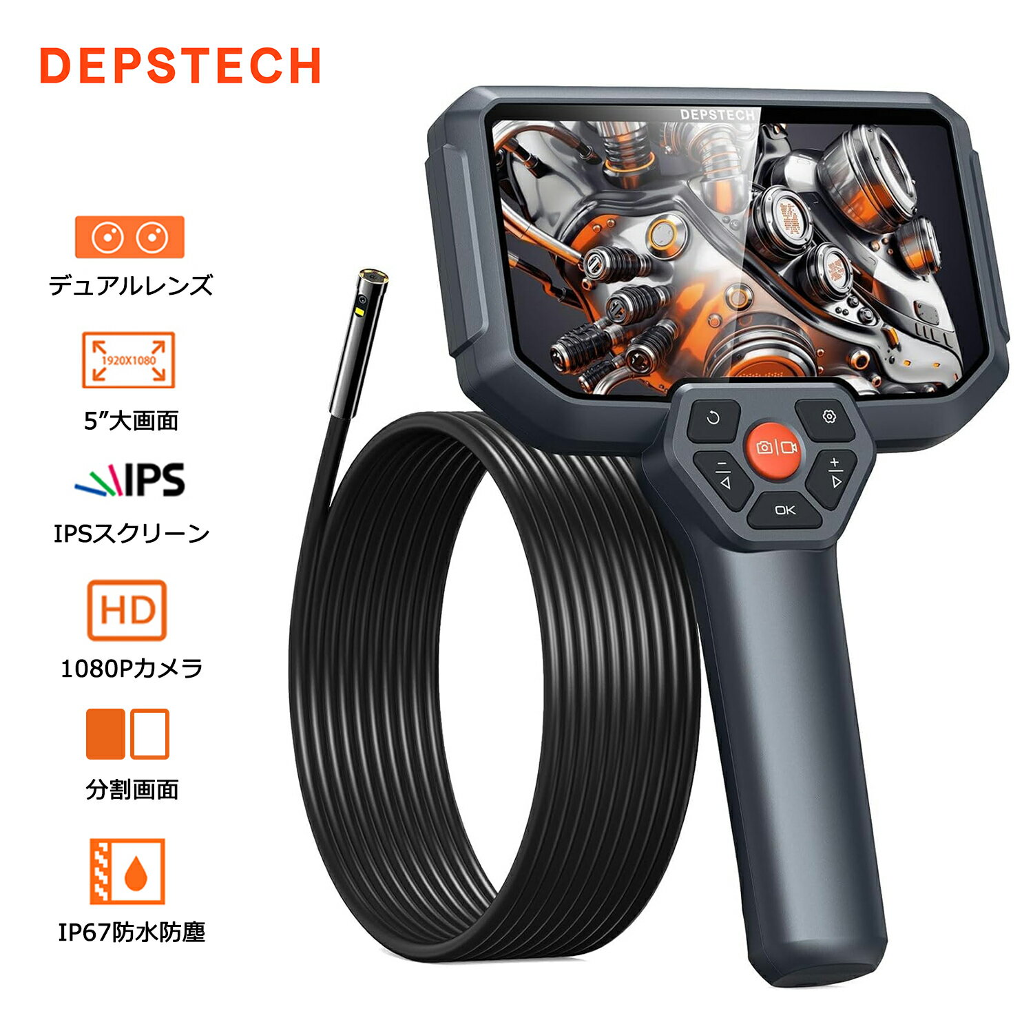 եС ǥ奢 DEPSTECH 1080P  5IPS꡼ ͡ 7.9MM˺٥ IP67ɿ LED饤  ޥ Ǽ ƥʥ ۴佤  DS590