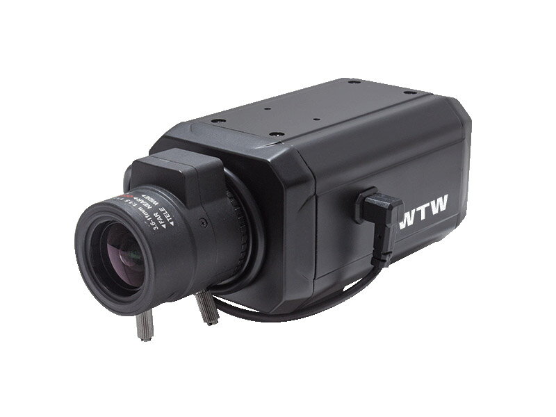 型番 WTW-AB520G 商品概要 500万画素 AHDシリーズ 室内用 ボックス型カメラ センサー/映像出力性能 撮像素子 1/2.9インチ Sony Starvis CMOSセンサー 有効画素 2688×1944 映像出力形式 AHD/TVI/CVI/CVBS 映像出力解像度 ◆AHD / TVI 2592×1944 (1944p) 20fps/12.5fps　2560×1440 (1440p) 30fps/15fps　1920×1080 (1080p) 30fps ◆CVI 2592×1944 (1944p) 20fps　2560×1440 (1440p) 30fps/15fps　1920×1080 (1080p) 30fps ◆CVBS：960H（NTSC） レンズ 対応レンズ CSレンズマウント対応 ※レンズ付属しませんのでレンズセットや別売りレンズをお求め下さい。 オートアイリス 対応 ※オートアイリス使用にはDC端子に対応したレンズが必要です。 投光性能 赤外線/防犯灯LED 無 赤外線照射距離 無 防犯灯照射距離 無 最低被写体照度(赤外線LED作動時) カラー撮影時：0.01lux 白黒撮影時：0lux (赤外線LED点灯時) 映像調整 デイナイト機能 EXT / AUTO / COLER / BW バックライト補正 Off / HLC / BLC / WDR フリッカレス機能 対応 機能 PTZ (Pan/Tilt/Zoom) 無 冷却ファン/保温ヒーター(寒冷地対応) 無 マイク 無 本体情報 屋外/屋内 屋内仕様 仕上げ アルミニウム 動作環境温度/湿度 -10℃～+50℃/90% RH 電源 DC12V / 最大180mA 本体外形寸法（取付基台含む） 64(W)×64(H)×117(D)mm 重量（取付基台含む） 約250g