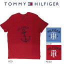 トミー ヒルフィガー プリントティシャツTOMMY HILFIGER TEE半袖 Vネック USサイズ やや大きめ　コットン118213 118309 CADETBLUE TURNIP RED