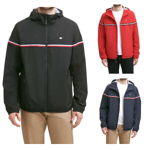 TOMMY HILFIGER HOODY JACKETトミーヒルフィガー　メンズ　フルジップ　ジャケット撥水　レインジャケット　スケートボード　マウンテンパーカー　トレッキング　フード付151AP310 BLACK(ブラック) NAVY(ネイビー) RED(レッド)