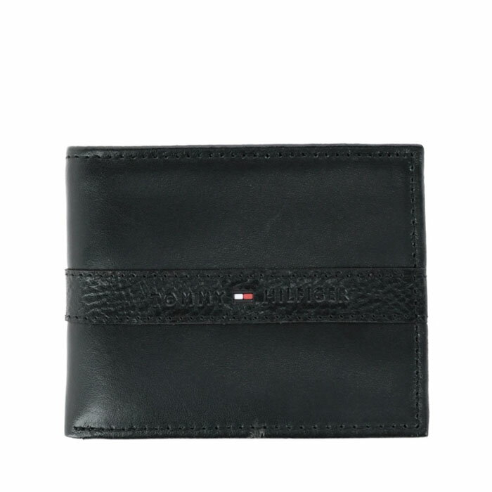 TOMMY HILFIGER WALLETトミーヒルフィガー　二つ折り財布メンズ　小銭付き　折り財布31TL130088 BLACK(ブラック)