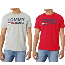 トミージーンズ ロックアップ ティシャツ半袖 ティーシャツ クルーネックレッド グレー ロゴ メンズTOMMY HILFIGER Tommy Jeans Lockup Tee78J1901 RED600 GREY030