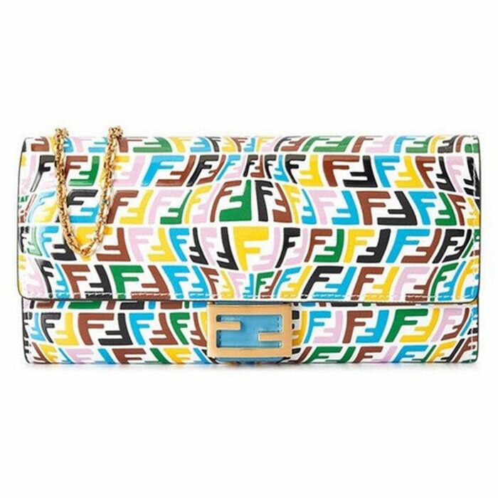 ★ラッピング無料★フェンディ 財布 レディース バゲット マルチカラー ウォレット バッグFENDI BAGUETTE WALLET BAG LIBERTY BAGFFフィッシュアイ 長財布 小銭入れ付き 取り外し可能 チェーン クラッチ8M0365 AGKS　F1EXOMLC+CYBER BLUE+OS ギフト