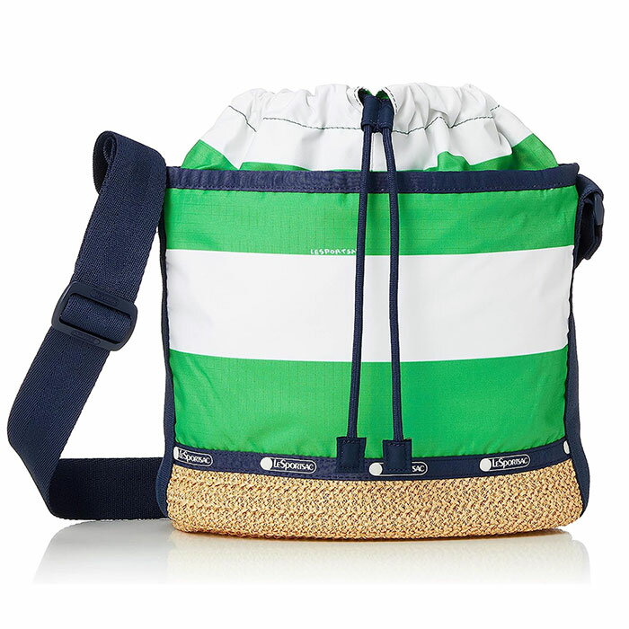 レスポートサック ショルダーバッグ ドローストリングLeSportsac ラフィア RAFFIA DRAWSTRING SUMMER RUGBY GREEN 並行輸入品トートバッグ 夏 サマーラグビーグリーンお買い物 3924 E662