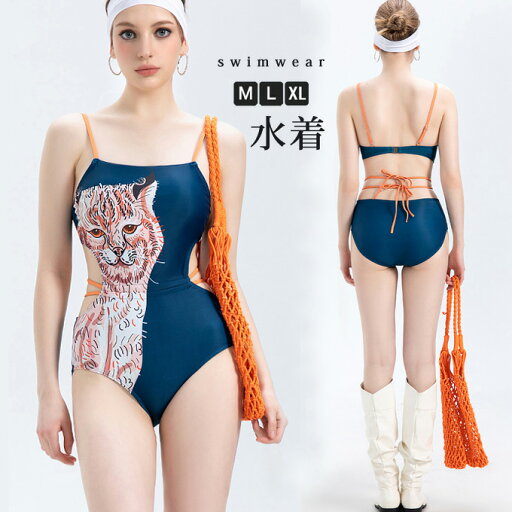 水着 レディース ワンピース ビキニ 猫 プリント ねこ柄 盛れる 美胸 セクシー 高見え 肌見せ 女の子 女性 シンプル おしゃれ 可愛い 上品 大人 オトナ女子 温泉 海 プール 海外旅行 プール ビーチ 映える 夏 リゾート 細見え 送料無料