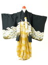 【レンタル商品10%OFF】七五三レンタル フルセット 5才 男児「黒鷹/袴 ゴールド亀甲白手鏡」(身長115cm〜120cm) i508【レンタル】
