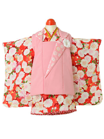 【スーパーセール5%OFFクーポン配付中!】七五三レンタル フルセット 3才 女児 被布「式部浪漫」(身長85cm〜90cm) j305【レンタル】