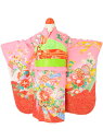 【レンタル商品10%OFF】七五三レンタル フルセット 3才 女児「ピンクのし鼓」(身長80cm〜90cm) j352【レンタル】