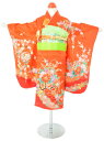 【レンタル商品10%OFF】七五三レンタル フルセット 3才 女児「赤花車」(身長95cm〜105cm) j355【レンタル】