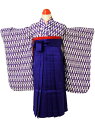 【レンタル商品10%OFF】七五三レンタル フルセット 3才 女児 袴「紫矢がすり/袴紫」(身長95cm〜105cm) j380【レンタル】