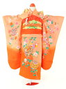【レンタル商品10%OFF】七五三レンタル フルセット 5才 女児「オレンジ手まり梅」(身長105cm〜115cm) j508【レンタル】