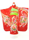 【レンタル商品10%OFF】七五三レンタル フルセット 5才 女児「赤のし」(身長110cm〜120cm) j513【レンタル】