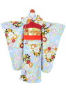 【レンタル商品10%OFF】七五三レンタル フルセット 7才 女児「ライトブルーうすピンク桜」(身長105cm〜115cm) j721【レンタル】