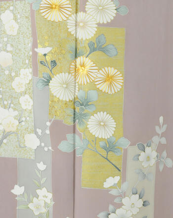 色留袖レンタルフルセット「ベージュうす紫色紙菊」ht006（153〜168cm位）【レンタル】【送料無料】親族 姉 妹 祖母 叔母 結婚式 披露宴 お宮参り 式典 表彰式 授賞式 勲章式 三つ紋