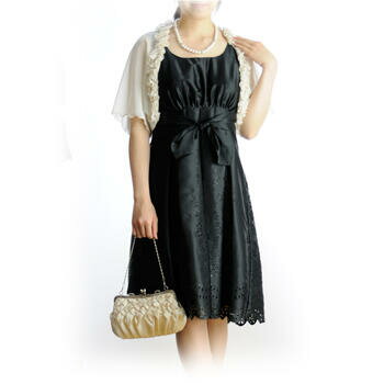 【レンタル全品10%OFF】レンタルドレス レディース(大人)「黒花刺繍ワンピ」11号【g087】【パーティドレスレンタル】【ドレスレンタル】【お宮参り】【ミセス】セット品【レンタル】