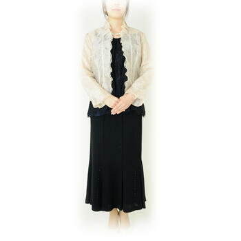 【6/28まで10%OFFクーポン】単品 レンタルドレス レディース(大人) 「上着金地ゴールド花刺繍」11号 g296t【片道送料無料】 【お宮参り】【ミセス】【親族】【レンタル】【結婚式】