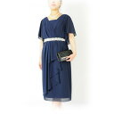 【レンタル商品10%OFF】レンタルドレス レディース(大人)「ネイビーシフォン胸下パールストーン付ワンピース」Lサイズ 11号【g525】【パーティドレスレン...