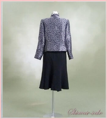 単品 レンタルドレス レディース(大人) 「上着グレー花衿フリルスーツ」11号 g211t【片道送料無料】 【結婚式】【ミセス】【親族】【レンタル】