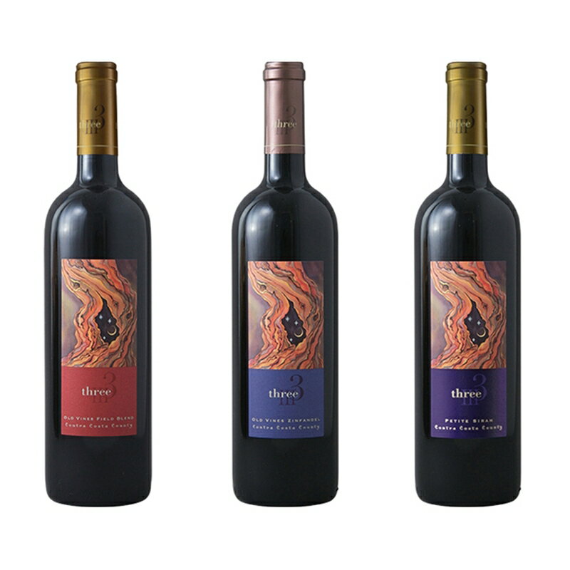 送料無料 ワインセット スリー 飲み比べ3本セット インポーター直送品 カリフォルニア 赤ワイン ワインセット
