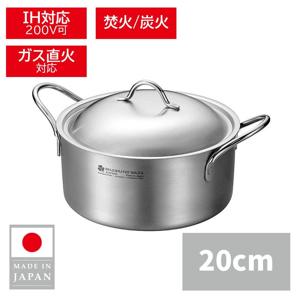 楽天市場】ステンレス 3層 両手鍋 20cmの通販