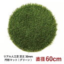 インテリア や エクステリア におすすめ 人工芝 芝人-しばんちゅ- Sターフ30mm 円形マット 直径60cm（グリーン）