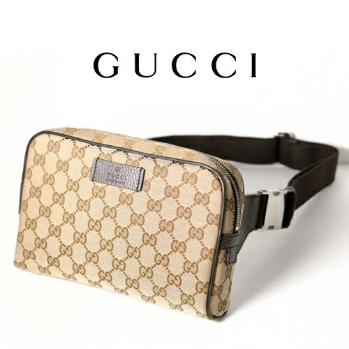 グッチ バッグ メンズ（売れ筋ランキング） GUCCI グッチ メンズ ウェストポーチ 斜めがけ ボディーバッグ 449174 KY9KN 9886 【新品正規品】GGキャンバス/レザー カーキ/ブラウン ブランドバッグ 正規アウトレット品 イタリア製 本物保証!!