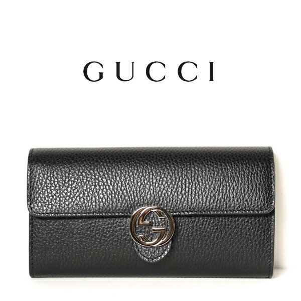 グッチ 革財布 レディース グッチ GUCCI 長財布 ダラーカーフ 二つ折り ブラック 615524 CAO0G 1000【純正☆紙袋リボン選択可 インターロッキングG レディース 正規アウトレット品 ゴールド GGロゴ 黒 レザー 本革 【新品正規品】598166 本物保証!!