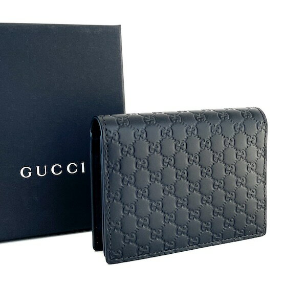 グッチ（GUCCI） 小銭入れ（メンズ） グッチ GUCCI カードケース 小銭入れ付き【新品・正規品】544474 BMJ1N 1000 ブラック【純正紙袋リボン選択可】メンズ レディース兼用 ユニセックス グッチシマ 牛革 カード入れ 名刺入れ コインケース プレゼントに アウトレット 本物保証!!