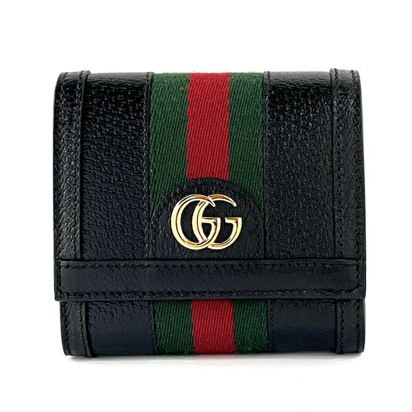 グッチ GUCCI オフィディア 2つ折り財布 ブラック 719887 DJ2DG 1060【純正☆紙袋リボン選択可】レディース メンズ兼用 正規アウトレット品 GG ロゴ 黒 レザー 本革 新品 本物保証