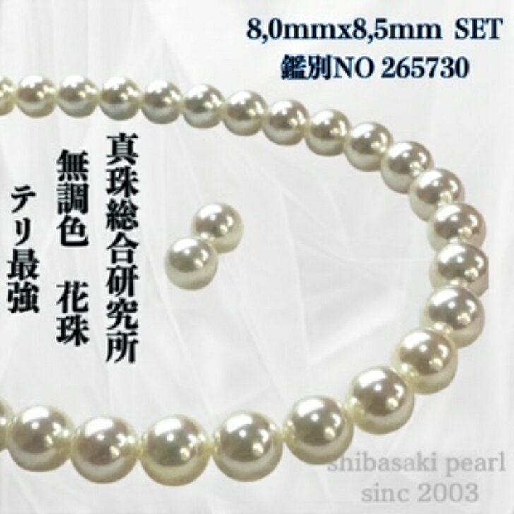 【11/20-27限定エントリーでP10倍】【真珠総合研究所 無調色 花珠8.0mmx8.5mmイヤリング ピアス2点SET】（PS加工取得済）無調色花珠鑑..