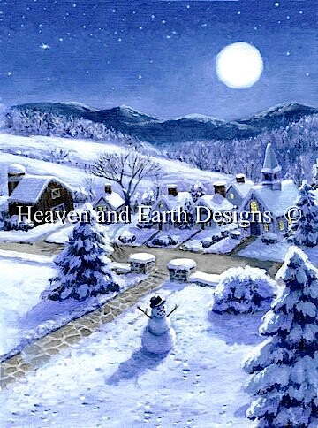 ししゅうクロスステッチ図案 HAED Heaven And Earth Designs 輸入 Ruth Sanderson 雪だるま Mini Snowman 上級者 全面刺し