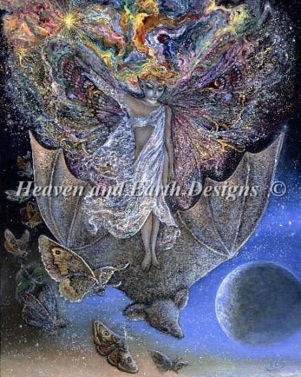 クロスステッチ刺繍図案 Heaven And Earth Designs 輸入 HAED 上級者 Josephine Wall 蝙蝠 Bats Back 全面刺し