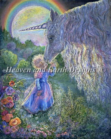 Heaven And Earth Designs クロスステッチ刺繍図案 HAED 輸入 上級者 Josephine Wall ユニコーン・キス Unicorn Kiss 全面刺し