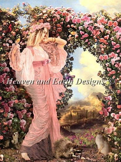 クロスステッチ刺繍図案 Heaven And Earth Designs HAED 輸入 上級者 Howard David Johnson 春の女神ペルセポネ Persephone Goddess of Spring 全面刺し