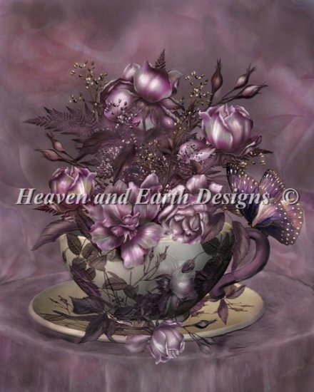 クロスステッチ刺繍図案 Heaven And Earth Designs HAED 輸入 上級者 Carol Cavalaris 紅茶と薔薇 Tea and Roses 全面刺し