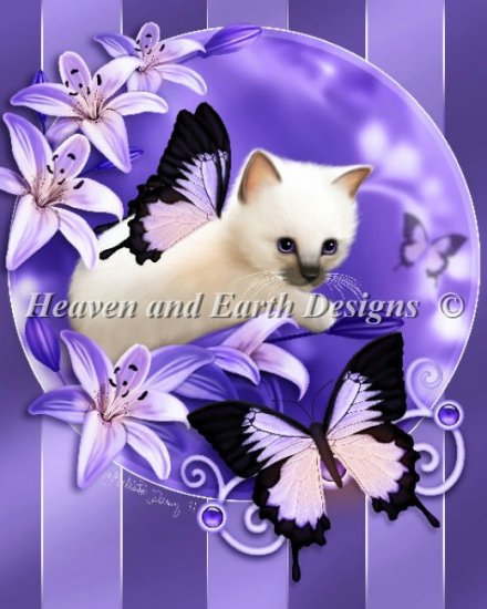 Heaven And Earth Designs クロスステッチ刺繍図案 HAED 輸入 上級者 Melissa Dawn 紫の百合 Purple Lilies 全面刺し