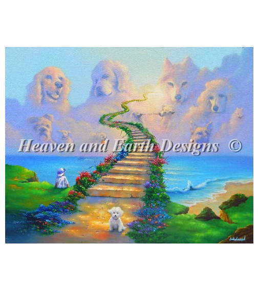 HAED クロスステッチ刺繍図案 Heaven And Earth Designs 輸入 上級者 Jim Warren 全ての犬は天国へ行く Mini All Dogs Go To Heaven 全面刺し