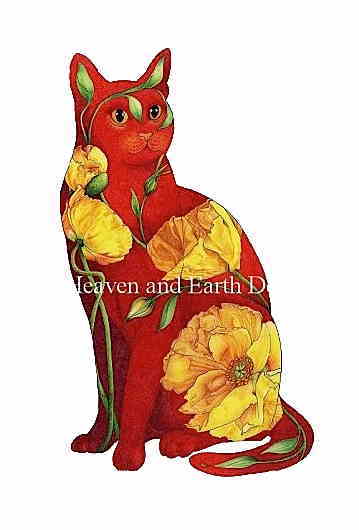 クロスステッチ刺繍図案 Heaven And Earth Designs HAED 輸入 上級者 Myrea Pettit ポピーのネコ Poppy..