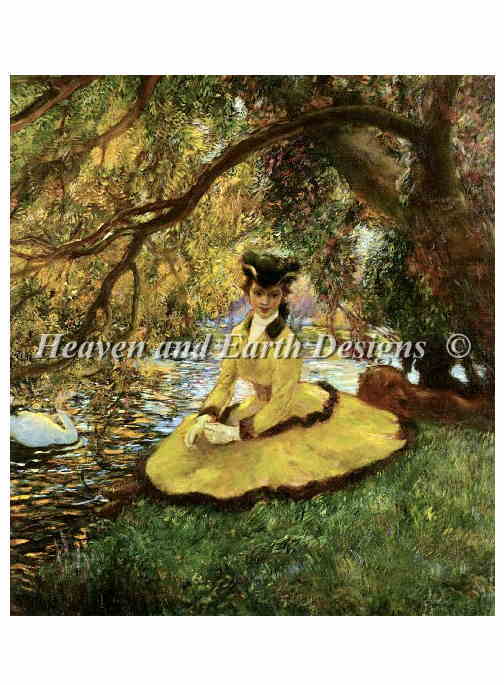 Gaston La Touche（ガストン・ド・ラ・トゥーシュ） 名画 【La Amazone Assise】 クロスステッチ刺しゅうチャート HAED 図案 Heaven And Earth Designs 輸入 美術 絵画