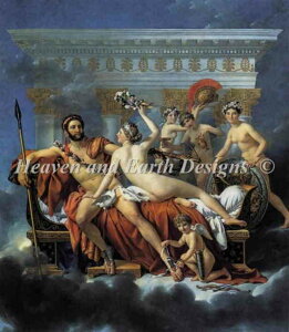 Jacques Louis David（ジャック＝ルイ・ダヴィッド） 名画Heaven And Earth Designs クロスステッチ刺繍図案 HAED 輸入 ヴィーナスと三美神に武器を取り上げられるマルス Mini Mars Disarmed By Venus & Three Graces 上級者 全面刺し